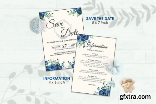 Wedding Invitation Set #9 Hand Painted Watercolor Floral Flower Style