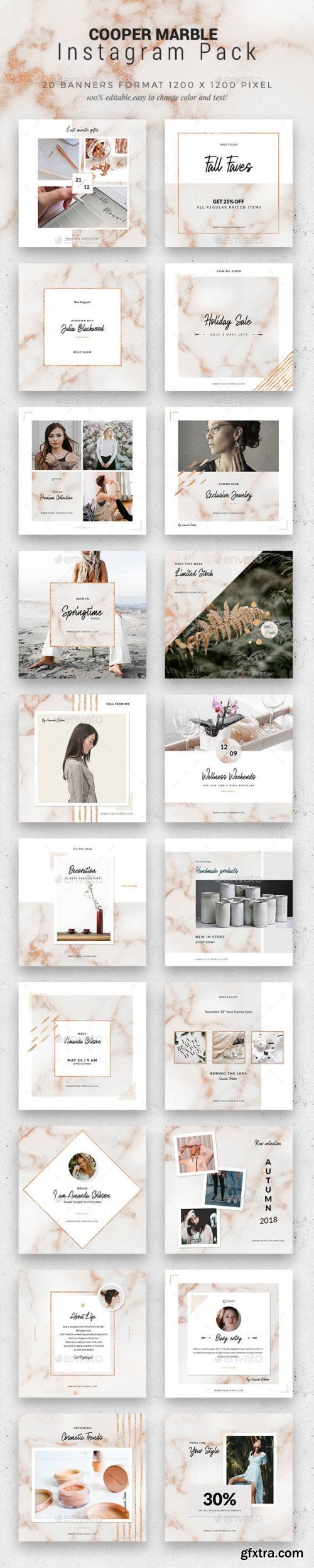 GraphicRiver - 80 Instagram Posts Bundle - Metal Foil 23577724