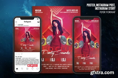 Red Club Party Sounds Flyer Template