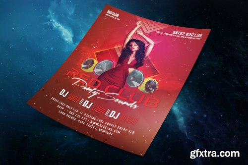 Red Club Party Sounds Flyer Template