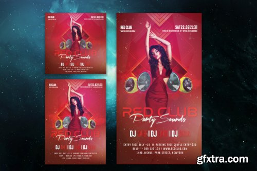 Red Club Party Sounds Flyer Template