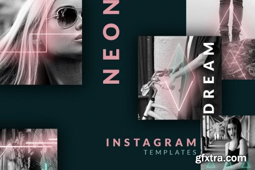 CreativeMarket - Instagram post templates - Neon 90s 3655162