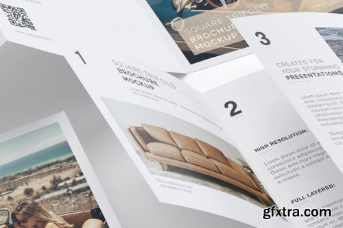 CreativeMarket - Square Trifold Brochure Mockup 06 3414343