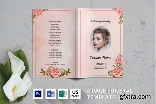  Rosegold funeral program template