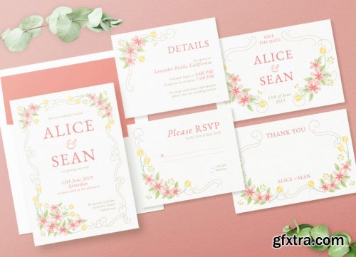 Romantic Spring invitation suite