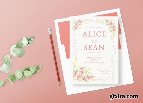 Romantic Spring invitation suite