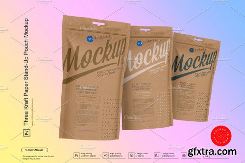 CreativeMarket - Kraft Paper Stand-Up Pouch Mockup 3688245