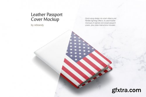 CreativeMarket - Leather Passport Cover Mockup 3706867