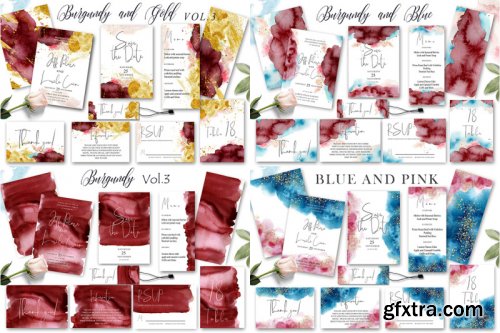 Watercolor Wedding Invitations Suits. GIANT BUNDLE