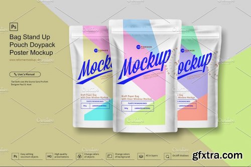 CreativeMarket - Stand Up Pouch Doypack Poster Mockup 3623118