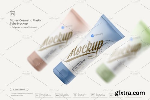 CreativeMarket - Cosmetic Plastic Tube Mockup Poster 3306052