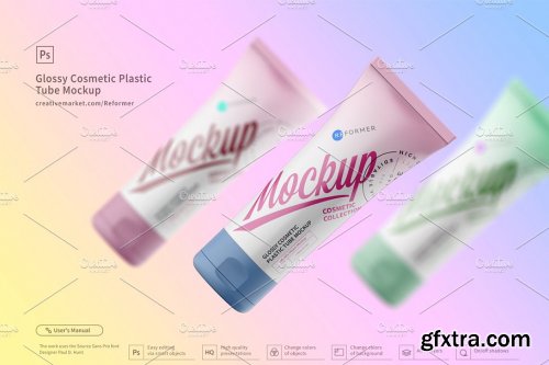 CreativeMarket - Cosmetic Plastic Tube Mockup Poster 3306052