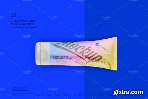 CreativeMarket - Glossy Plastic Tube Mockup Top View 3307671