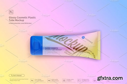 CreativeMarket - Glossy Plastic Tube Mockup Top View 3307671