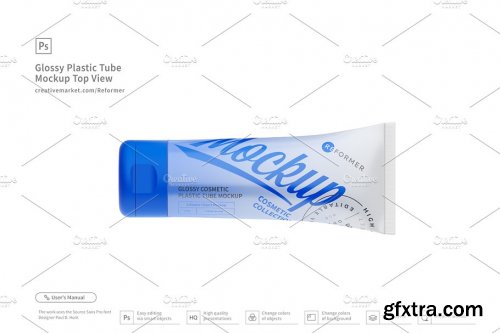 CreativeMarket - Glossy Plastic Tube Mockup Top View 3307671