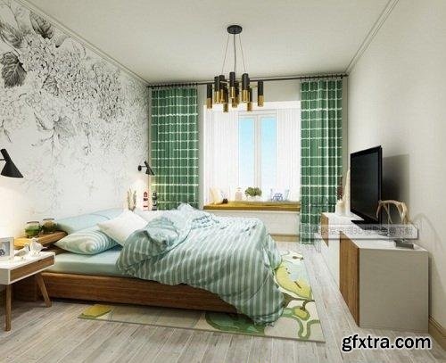 Modern Style Bedroom Interior Scene 05