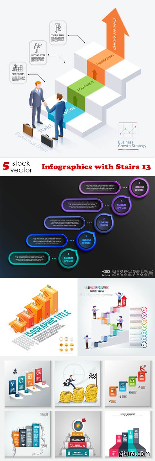 Vectors - Infographics with Stairs 13