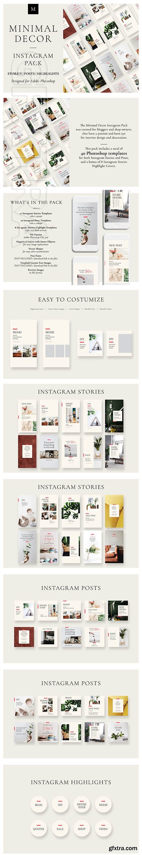 CreativeMarket - Minimal Decor Instagram Pack 3717493