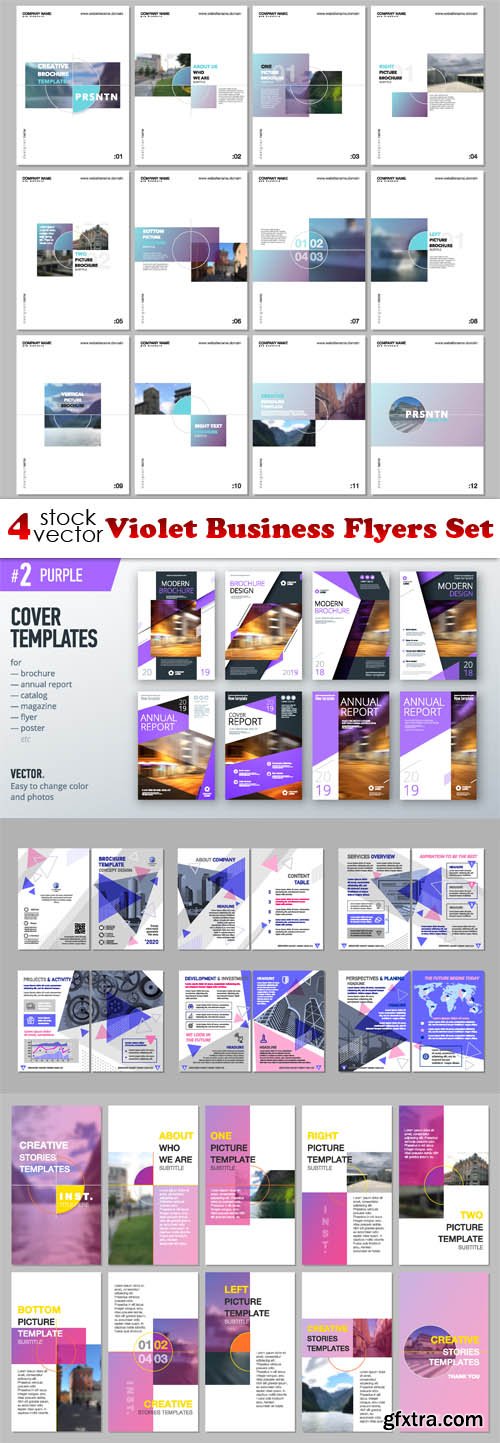 Vectors - Violet Business Flyers Set