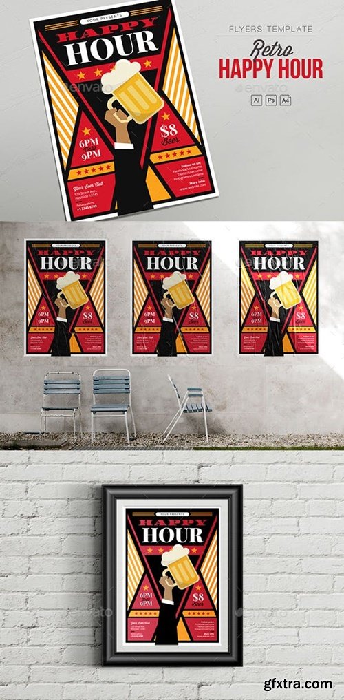 Graphicriver - Retro Happy Hour - Hand Beer - Flyers 23646662