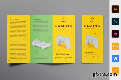 Gaming Company Poster Flyer Brochure Bifold Trifold Business Card
