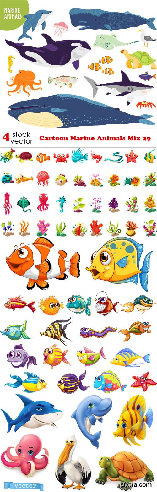 Vectors - Cartoon Marine Animals Mix 29