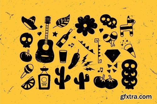 Mexican Outline Icon Set