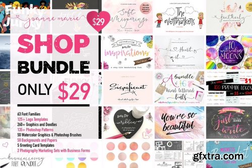 CreativeMarket Shop Bundle - Fonts, Logos, Patterns 3110842