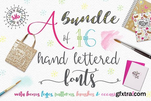 CreativeMarket Shop Bundle - Fonts, Logos, Patterns 3110842