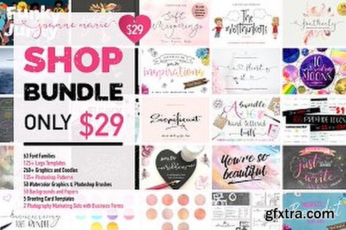 CreativeMarket Shop Bundle - Fonts, Logos, Patterns 3110842