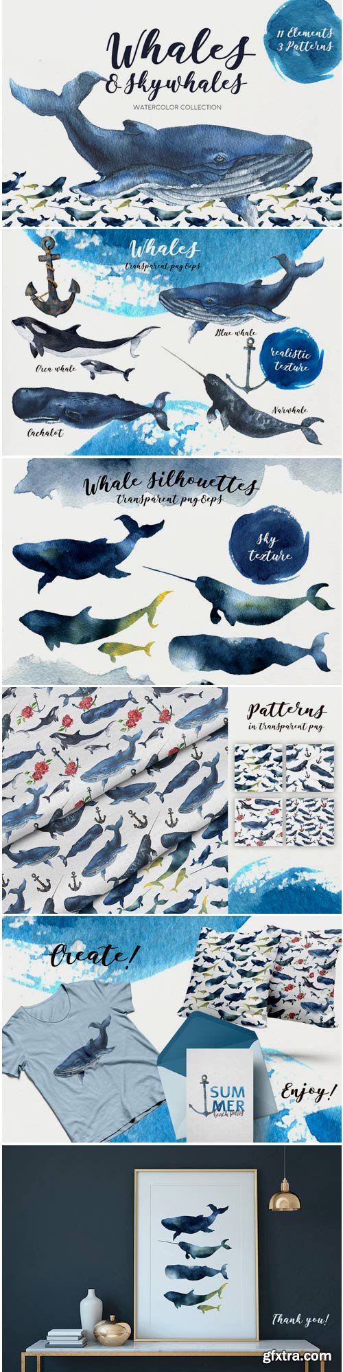 CM - Whales and Skywhales. Watercolor 1473208