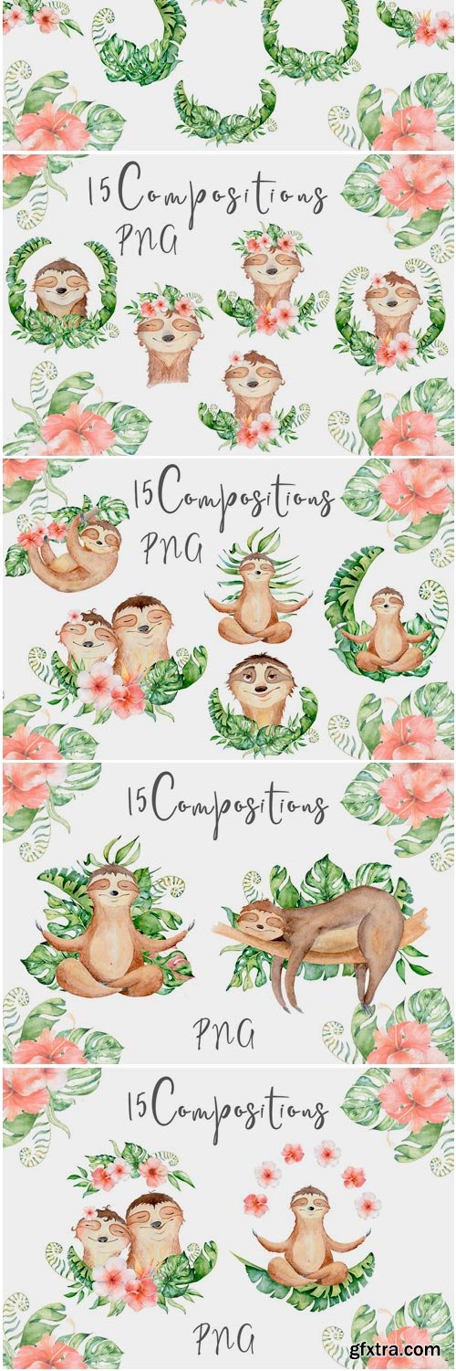 CM - Lovely Sloths Watercolor Set 3590977