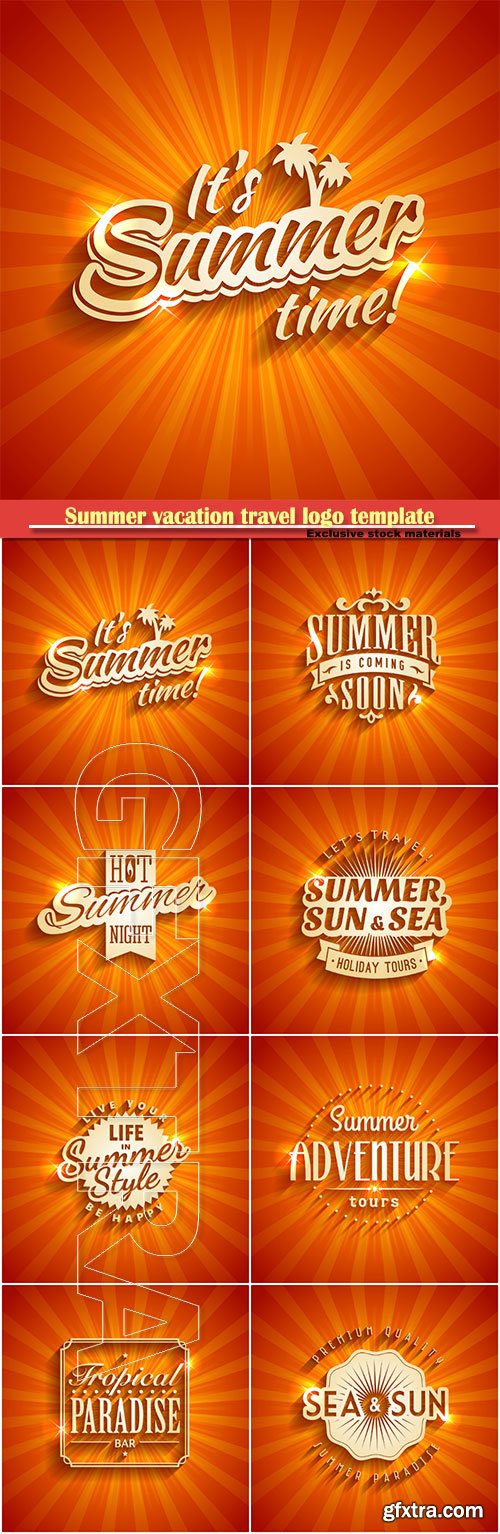 Summer vacation travel colorful logo template