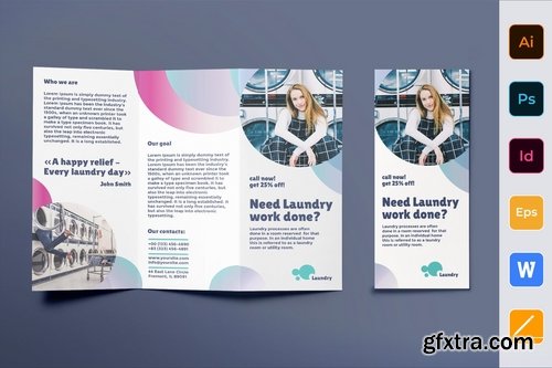 Laundry Poster Flyer Business Card Brochure Trifold Bifold