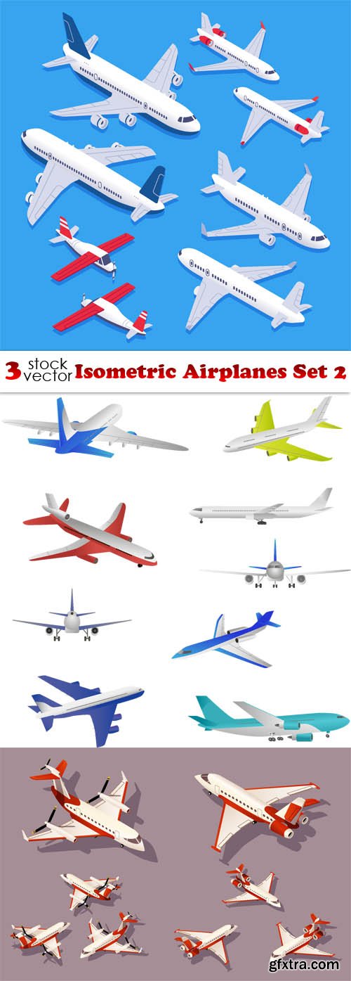 Vectors - Isometric Airplanes Set 2