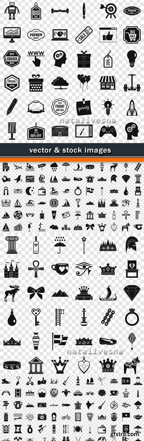 Set of vector icons and symbols pictograms