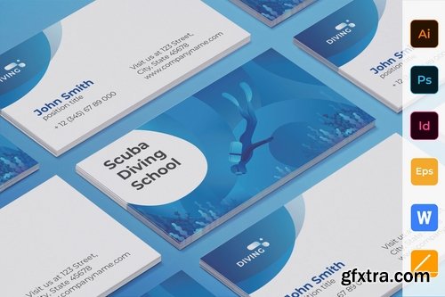 Diving School Flyer Business Card Brochure Trifold Bifold and Poster