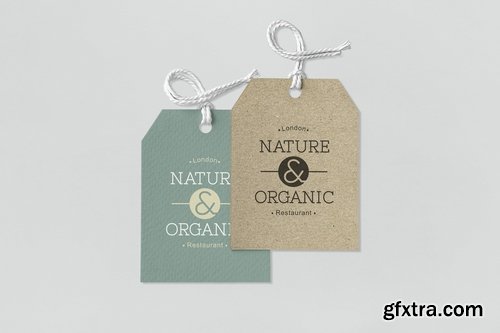 Pair of fashion label tag mockups