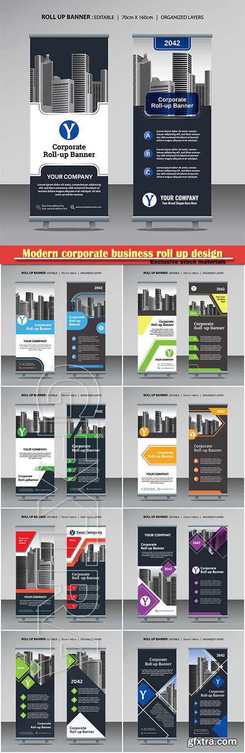 Modern corporate business roll up design vector template