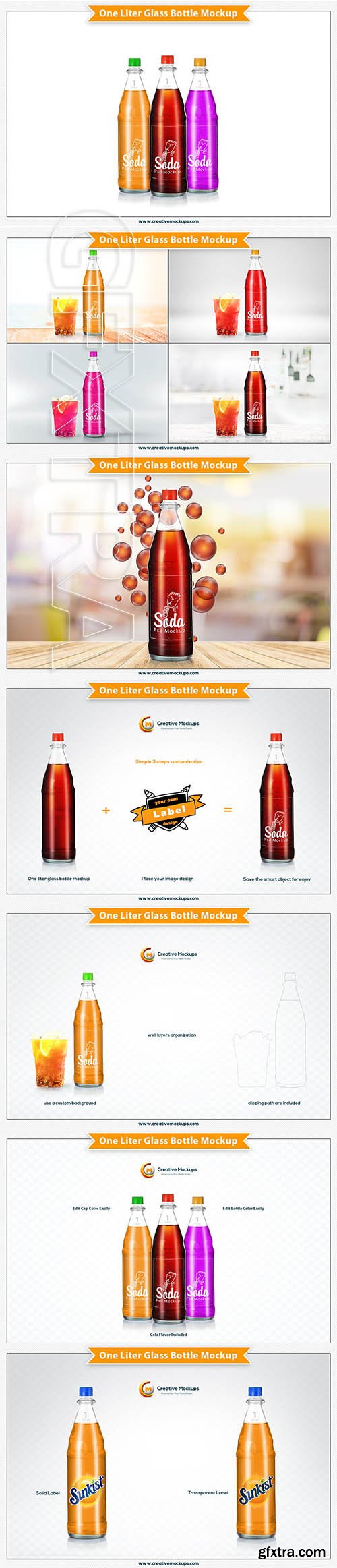 CreativeMarket - One Liter Glass Bottle Mockup 3505186