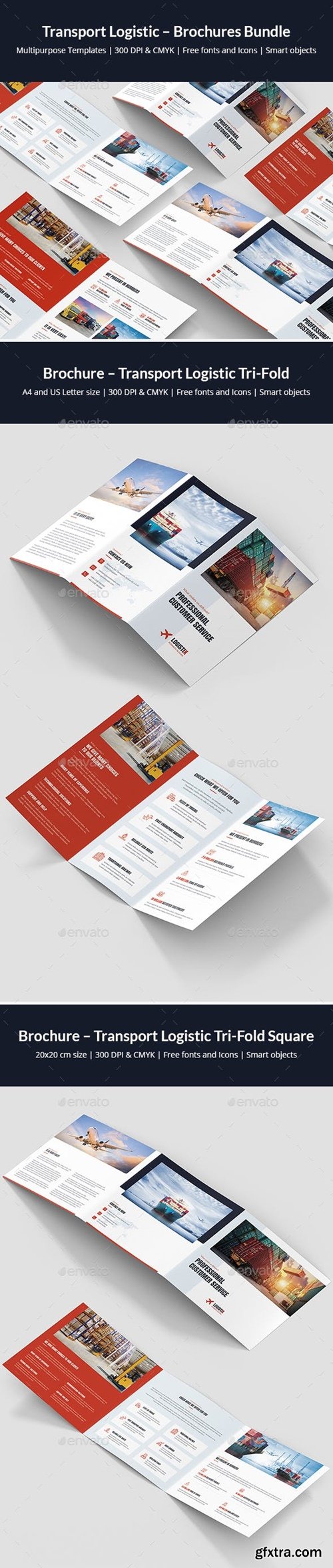 Graphicriver - Transport Logistic – Brochures Bundle Print Templates 6 in 1 23759033