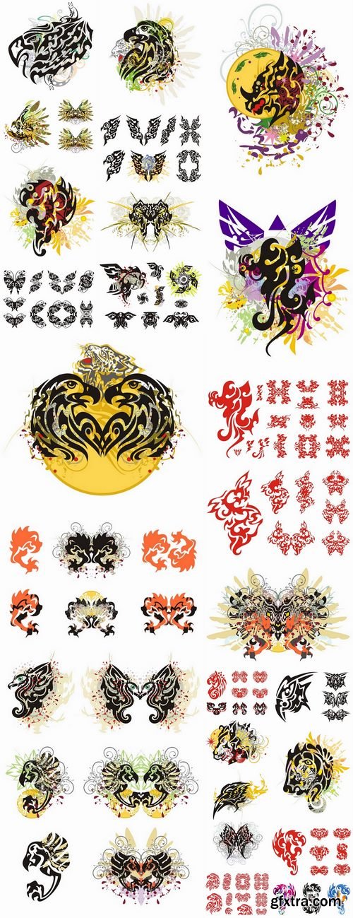 Abstract animal tattoo airbrush vector image 25 EPS