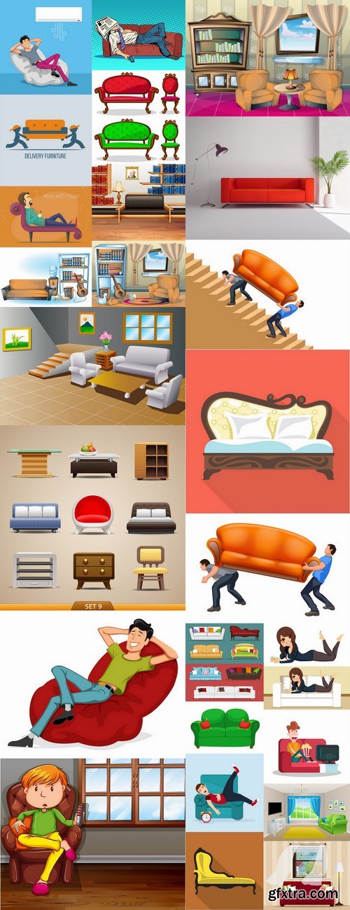 Sofa bed chair vector image 25 EPS