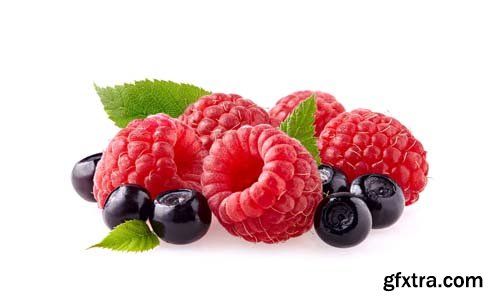 Photo - Raspberries With Blackberry Isolated - 8xJPGs