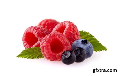 Photo - Raspberries With Blackberry Isolated - 8xJPGs