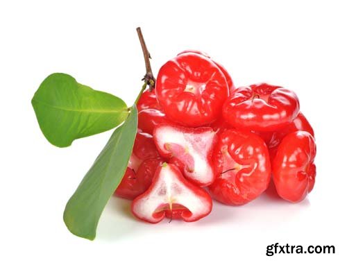 Photo - Rose Apple Or Bell Fruit With Green Leaves Isolated - 11xJPGs