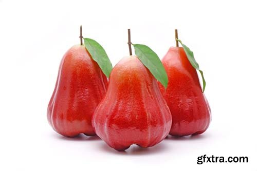 Photo - Rose Apple Or Bell Fruit With Green Leaves Isolated - 11xJPGs