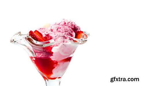 Photo - Tasty Raspberry Ice Cream Isolated - 5xJPGs