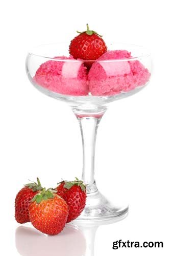 Photo - Tasty Raspberry Ice Cream Isolated - 5xJPGs