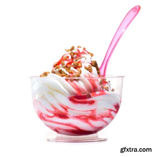 Photo - Tasty Raspberry Ice Cream Isolated - 5xJPGs